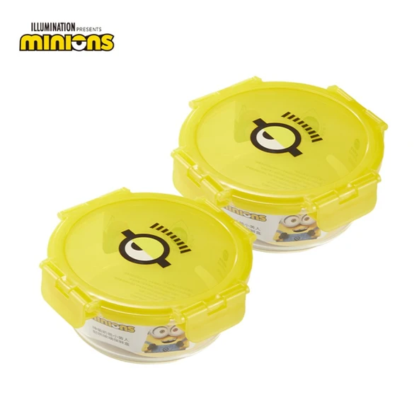 Minions Desenli Isıya Dayanıklı Cam Saklama Kabı Seti - 635mL x 2