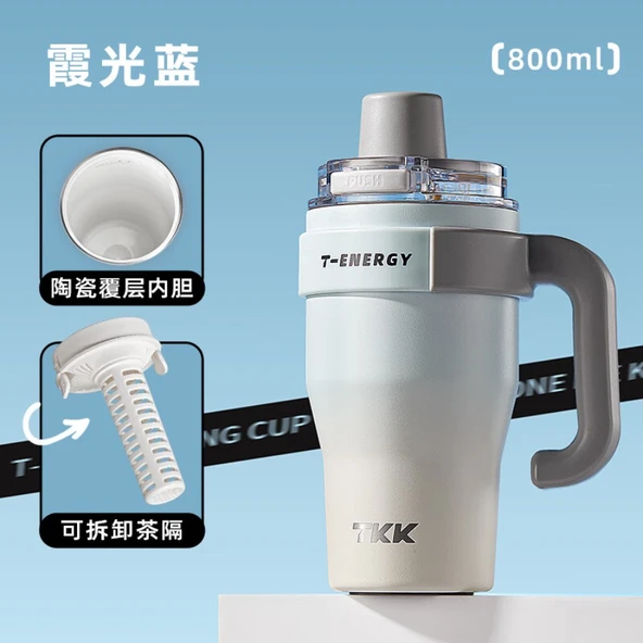 Büyük Kapasiteli Termos Bardak - Yanardöner Mavi - 800ML