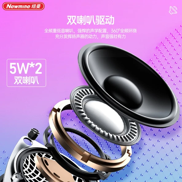 Masaüstü Bluetooth Hoparlör - Siyah - Renkli - 6
