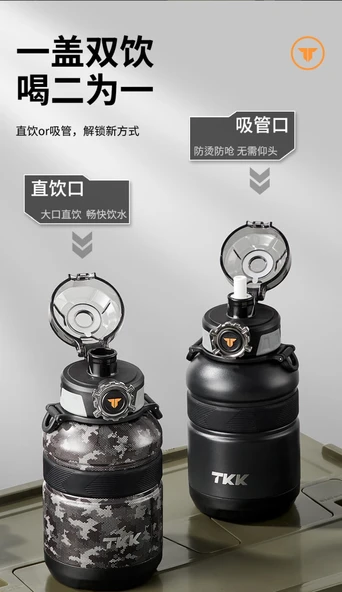316 Paslanmaz Çelik Termos - Gri - 900ML - 10