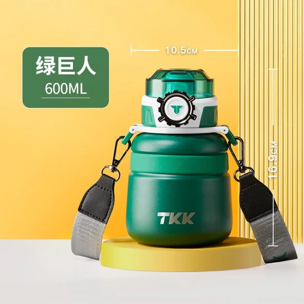 Çocuk Termos Suluk - 316 Paslanmaz Çelik - Pipetli - Hulk - 600ML