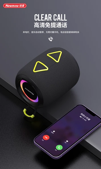 Masaüstü Bluetooth Hoparlör - Kırmızı - Renkli Işıklandırmalı - 10