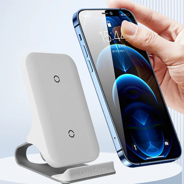 Katlanabilir Masaüstü Metal Telefon Standı - Mat Buzlu Beyaz - 2