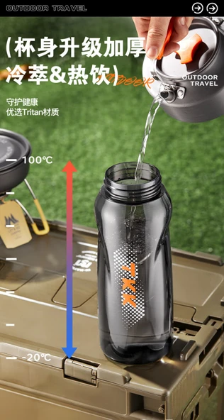 1500ML Tritan Su Şişesi - Volkanik Siyah - 5