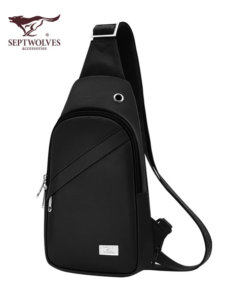 Siyah Oxford Kumaş Göğüs Çantası - 17x5.5x31 cm