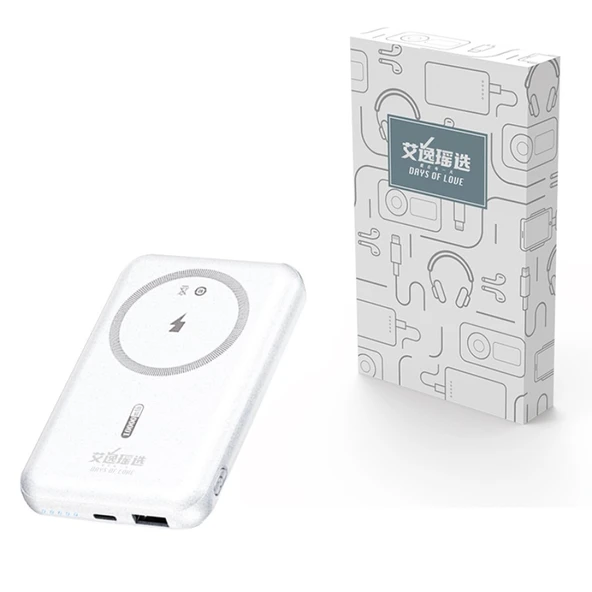 10000mAh Manyetik Kablosuz Hızlı Şarj Powerbank - 113.5*70*17mm - 2