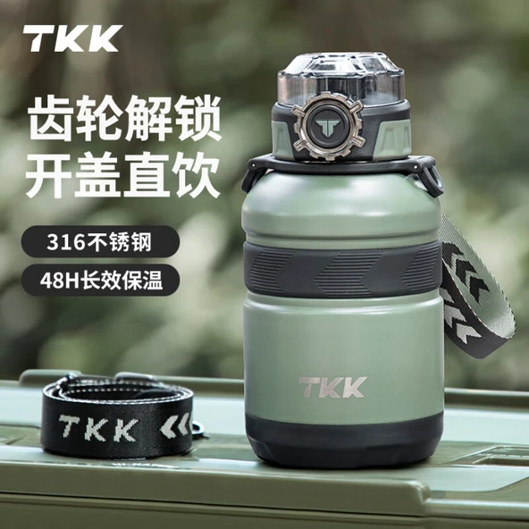 316 Paslanmaz Çelik Termos - Gri - 900ML