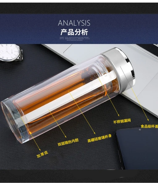 Çift Katmanlı Cam Bardak - Paslanmaz Çelik Tabanlı - 320ML - 10