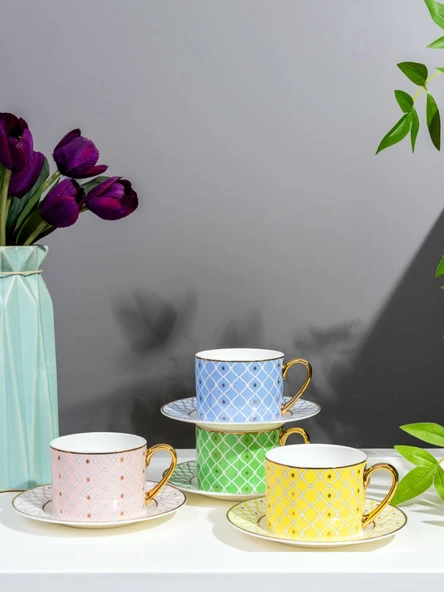 Kemik Tozu Kahve Fincanı ve Tabağı Seti - Tekli Fincan ve Tabak - 30'lu Paket