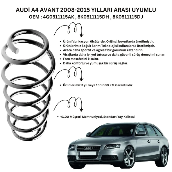Standart Yay ST102005R - 2008-2015 Audi A4 Avant Arka Helezon Yay Takımı (2 Adet)