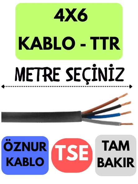 Öznur 4X6 TTR Kablo Metre Seçenekli (Siyah)