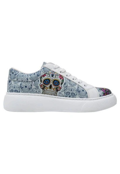 Dogo Kadın Vegan Deri Beyaz Sneakers - Remembrance Of Frida Kahlo Tasarım - 4