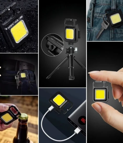 Anahtarlıklı, Açacaklı,güçlü Mıknatıslı 3 Farklı Led Modlu Mini Boy Asılabilen Led Kamp