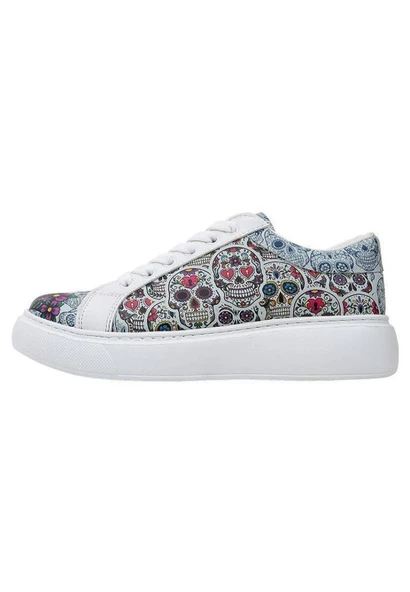 Dogo Kadın Vegan Deri Beyaz Sneakers - Remembrance Of Frida Kahlo Tasarım - 3