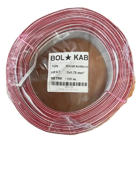 BOLKAB 2X0.75 BAKIR BEYAZ KODLU KORDON KABLO 1 MT FİYATIDIR