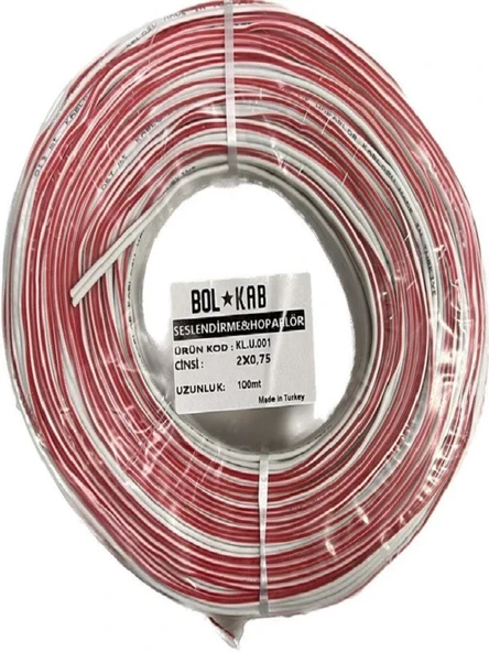 BOLKAB 2X0.75 CCA BEYAZ KODLU KORDON KABLO 1 MT FİYATIDIR