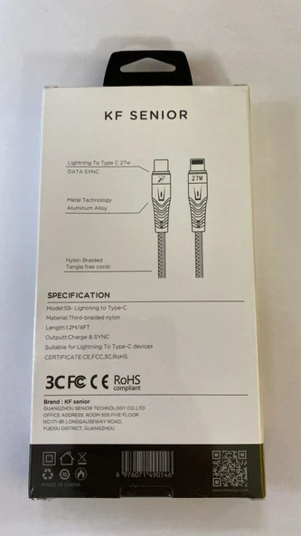 SENIOR S9. IP-C İPHONE - TYPE-C KABLO 1.2MT 27WATT PD - 3
