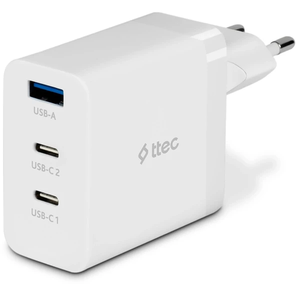TTEC 2SCG03B SmartC harger Trio GAN 65W PD Seyahat Hızlı Şarj Aleti 2 USB-C +USB-A