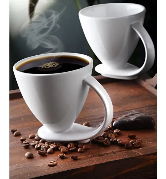 2 Li Tasarım Kahve Fincanı Takımı Kendinden Tabaklı fincan Türk Kahvesi Fincanı - 5