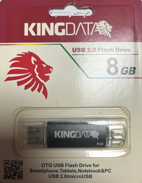 KİNGDATA USB 2.0 OTG 8 GB FLASH BELLEK/USB