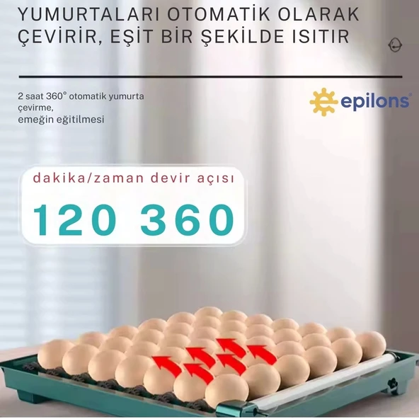 Slim Yeni Model 130’lu Gün Sayaçlı Otomatik Kuluçka Makinesi – Tavuk Kaz Ördek Kuş Yumurtası Uyumlu - 6