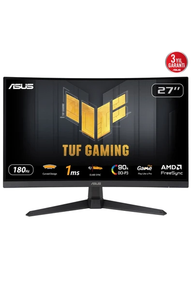 Tuf Gaming Vg27vq3b 27" 1ms 180hz Freesync Adaptive Sync Curved Va Fhd Gaming (OYUNCU) Monitör