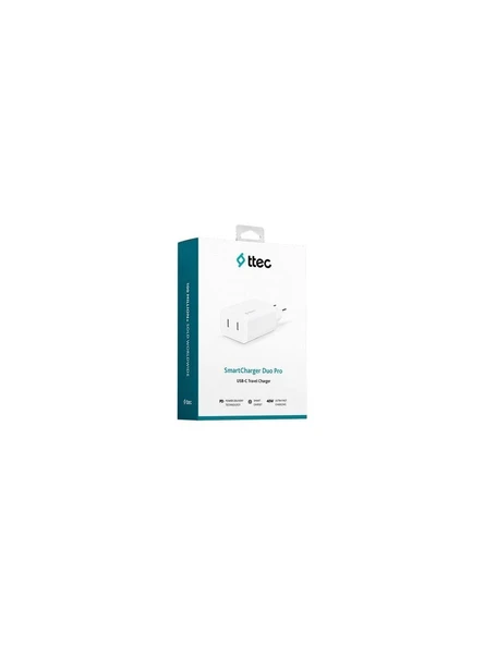 TTEC 2SCS27B ttec SmartCharger Duo PD 40W Seyahat Hızlı Şarj Aleti USB-C + USB-C Beyaz - 5
