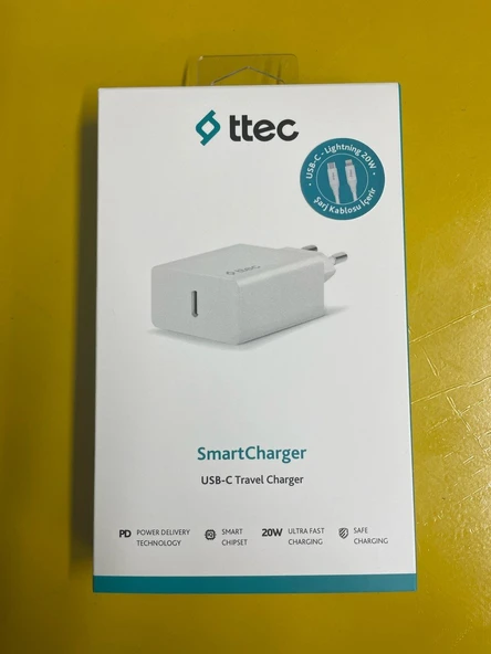 TTEC 2SCS22BL SmartCharger PD 20W Seyahat Hızlı Şarj Aleti+USB-C - Lightning