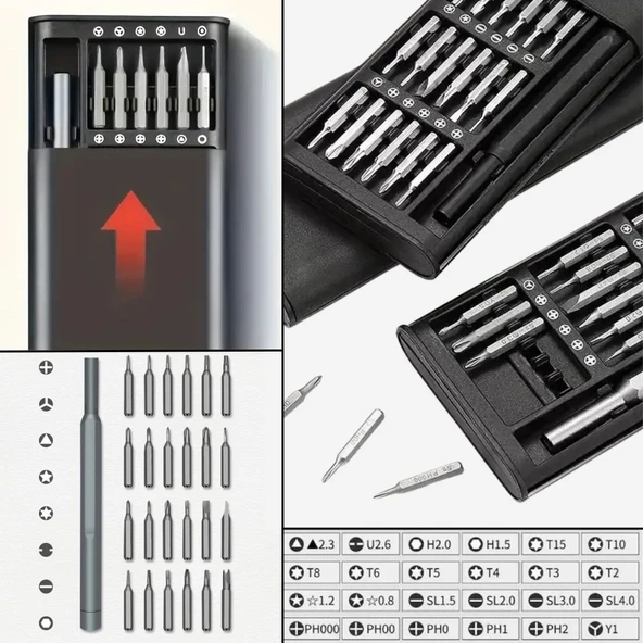 BUFFER® 25 Parça 24 farklı uçlu Mıknatıslı 25 in 1  Tornavida Seti - 2