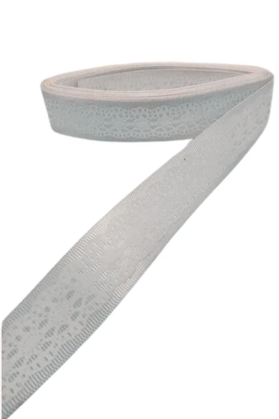 Tafta Dantel Görünümlü Kurdele Gri 25 mm 1 Metre ürün görseli