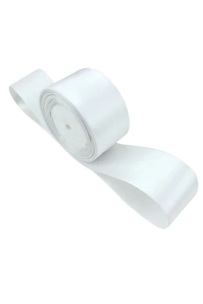 Saten Kurdele 6 cm Beyaz 5 Metre