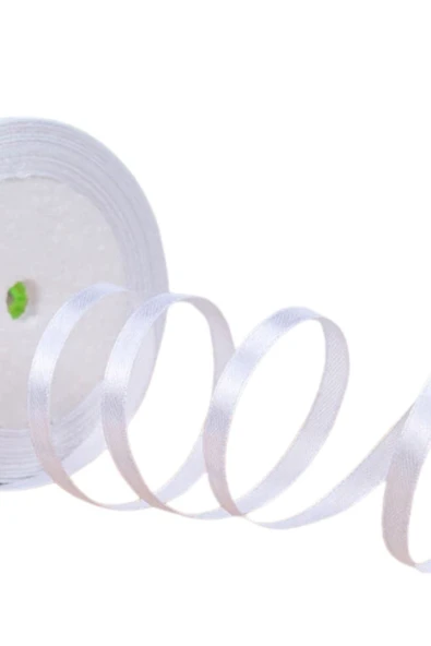 Saten Kurdele 1 cm 10 Metre Beyaz ürün görseli