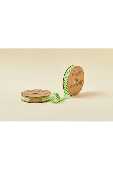 Biye Ekoseli Katlı E05 Yeşil 2 cm 25 Metre %65 Koton %35 Polyester ürün görseli