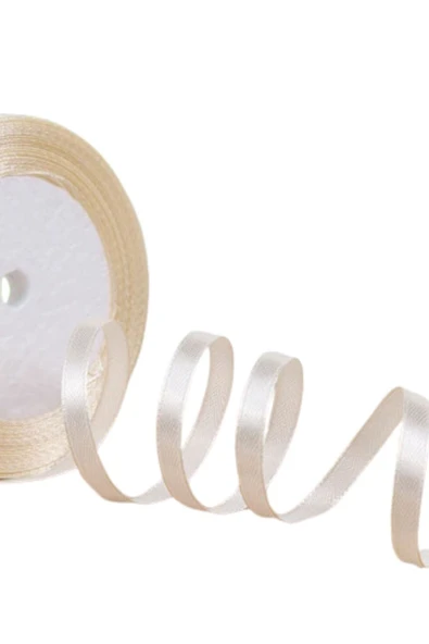 Saten Kurdele 3 mm Krem 2 Metre ürün görseli