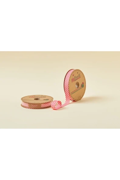 Biye Ekoseli Katlı E03 Kırmızı 2 cm 25 Metre %65 Koton %35 Polyester ürün görseli