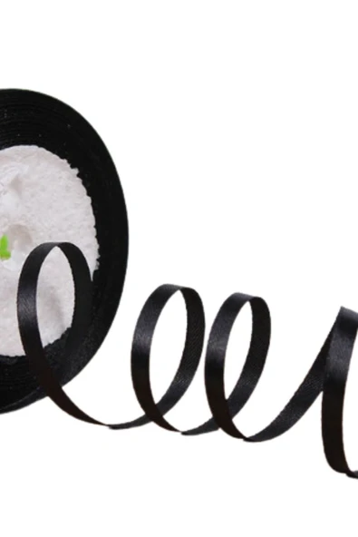 Saten Kurdele 3 mm Siyah 10 Metre ürün görseli