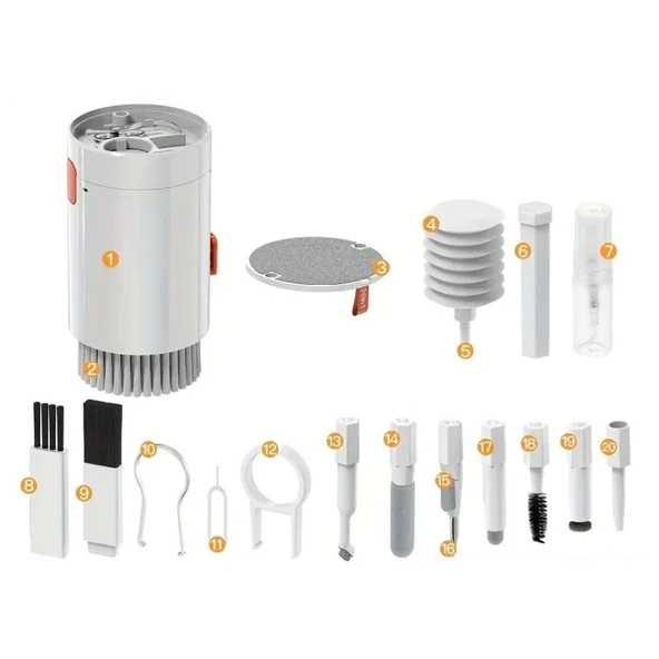 BUFFER® 20 Parça Çok Fonksiyonlu Bilgisayar Temizleme Seti Klavye Cep Telefonu Kablosuz Kulaklık Temizleme Kalemi Toz Alma Multi Temizlik Kiti 20in1 - 3