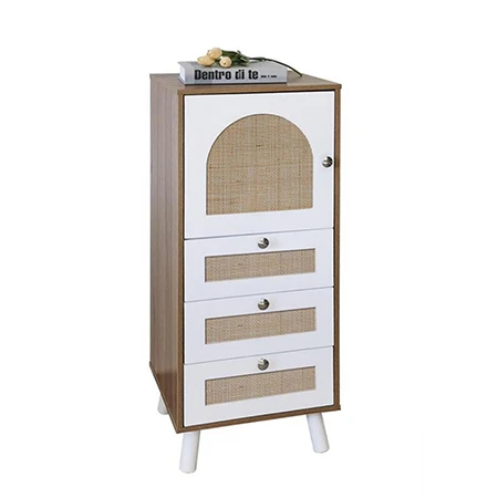PANALI PNL-BM1176 Rattan 3 Çekmeceli 1 Kapaklı Çok Amaçlı Dolap