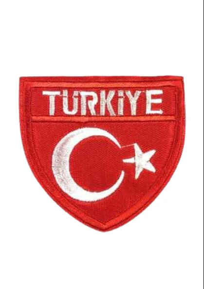 Aplike Ütü İle Yapışan Türk Bayrağı Türkiye Yazılı Arma 4 cm