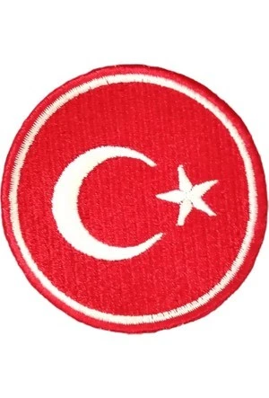 Aplike Ütü İle Yapışan Türk Bayrağı Yuvarlak Küçük Arma 3 cm ürün görseli