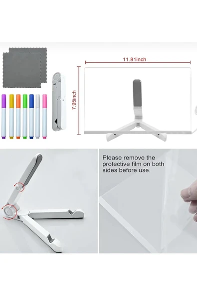 12 Inc Led Işıklı Çizim Tahtası Ayarlanabilir Stant Ve Kalemleri İle - 6