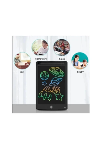 12 Inc Renkli Lcd Grafik Dijital Kalemli Çizim Tableti Yazı Tahta Not Yazma Eğitim Tableti Kırmızı - 6