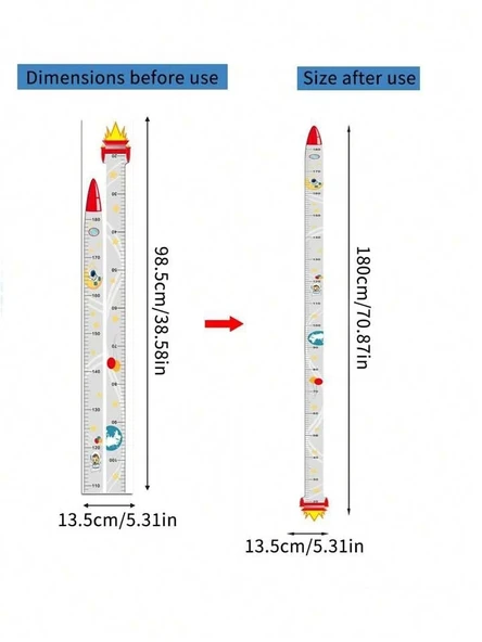 Sevimli Sarı Zürafa   Yeşil Dinazor   Deniz Kızı   Roket  Ağaç Boy Ölçüsü Sticker - Resim 6