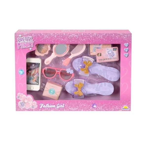 4376 Pretty Pinky Kokoş Terlik Gözlük Tarak Set -sunman