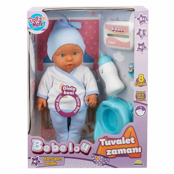30011 Bebelou Tuvalet Zamanı Sesli Bebek Seti 35 Cm -sunman
