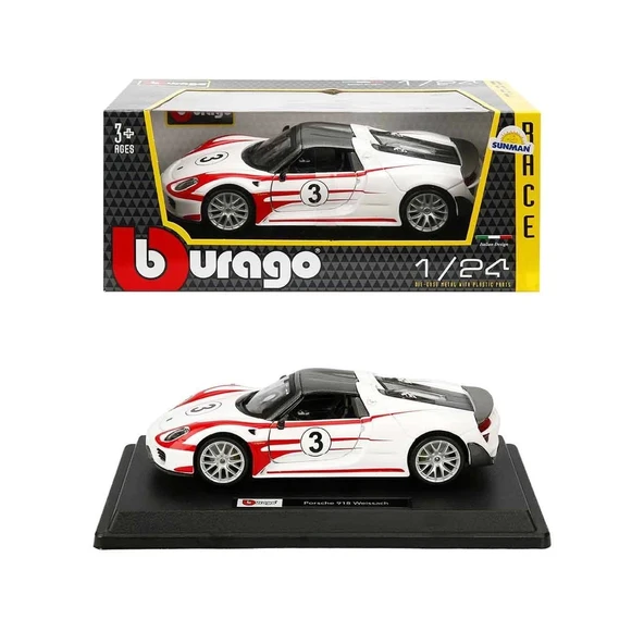 28009 Burago Porsche 918 Spyder 1:24 Model Araba -sunman
