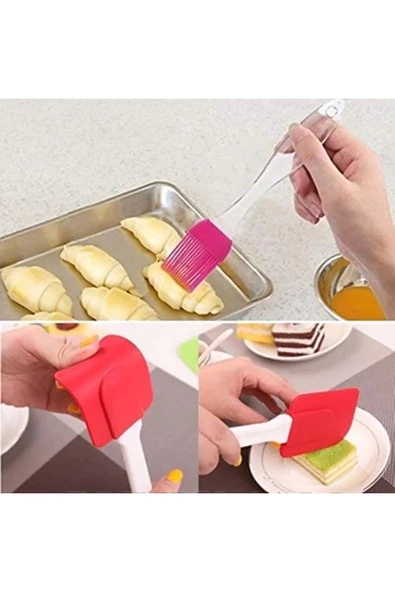 2 Li Set Silikon Pasta - Börek - Poğaça Yağ Fırçası Ve Silikon Spatula Seti - 4