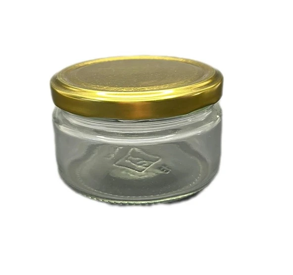 300ml şeffaf cam konserve kavanozu gold kapaklı magnolia, 12 adet, magnolia kavanozu, tatlı kavanozu,cam kavanoz, konserve kavanozu, reçel kavanozu, bal kavanozu, saklama kavanozu