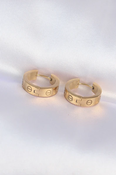 316L Çelik Gold Renk Model Halka Küpe - TJ-BKP9004