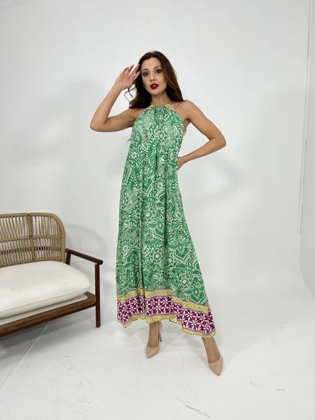 Lucky Life Kadın 9 ELBİSE-YEŞİL - Resim 6